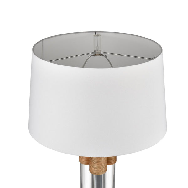 Atlas Island 37'' High Table Lamp - Clear Acrylic & Natural Rattan, Textured Linen Shade, Coastal Charm PL11068-CL