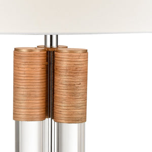 Atlas Island 37'' High Table Lamp - Clear Acrylic & Natural Rattan, Textured Linen Shade, Coastal Charm PL11068-CL