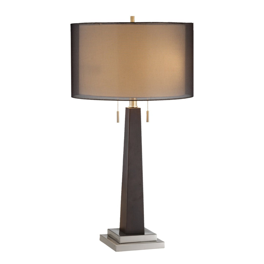 Atlas Jaycee 29'' High 2-Light Table Lamp - Sculptural Obelisk Design with Cream Linen Shade & Black Base PL11069-BK