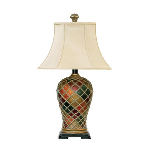 Atlas Joseph 30'' High Multicolor Table Lamp - Elegant Diamond Pattern, Cream Shade, Perfect for Any Room PL11070-MU