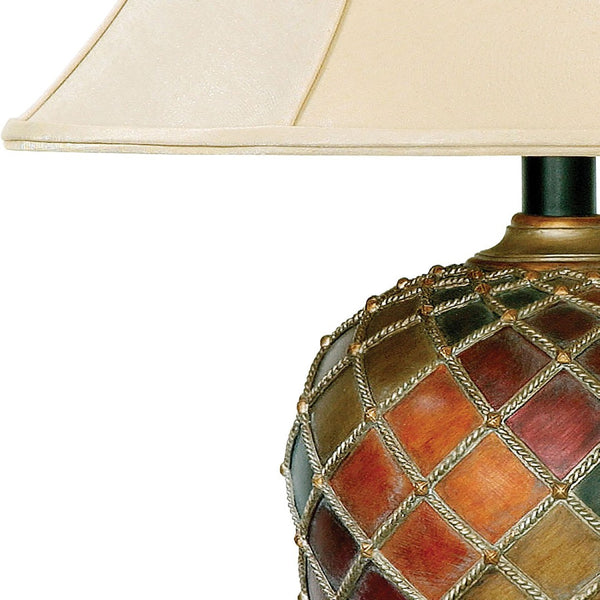 Atlas Joseph 30'' High Multicolor Table Lamp - Elegant Diamond Pattern, Cream Shade, Perfect for Any Room PL11070-MU