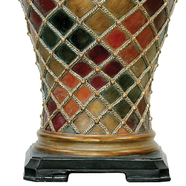 Atlas Joseph 30'' High Multicolor Table Lamp - Elegant Diamond Pattern, Cream Shade, Perfect for Any Room PL11070-MU