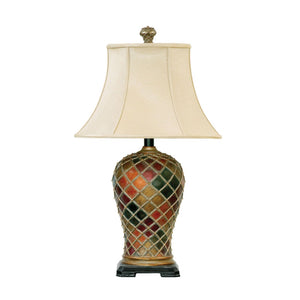 Atlas Joseph 30'' High Multicolor Table Lamp - Elegant Diamond Pattern, Cream Shade, Perfect for Any Room PL11070-MU