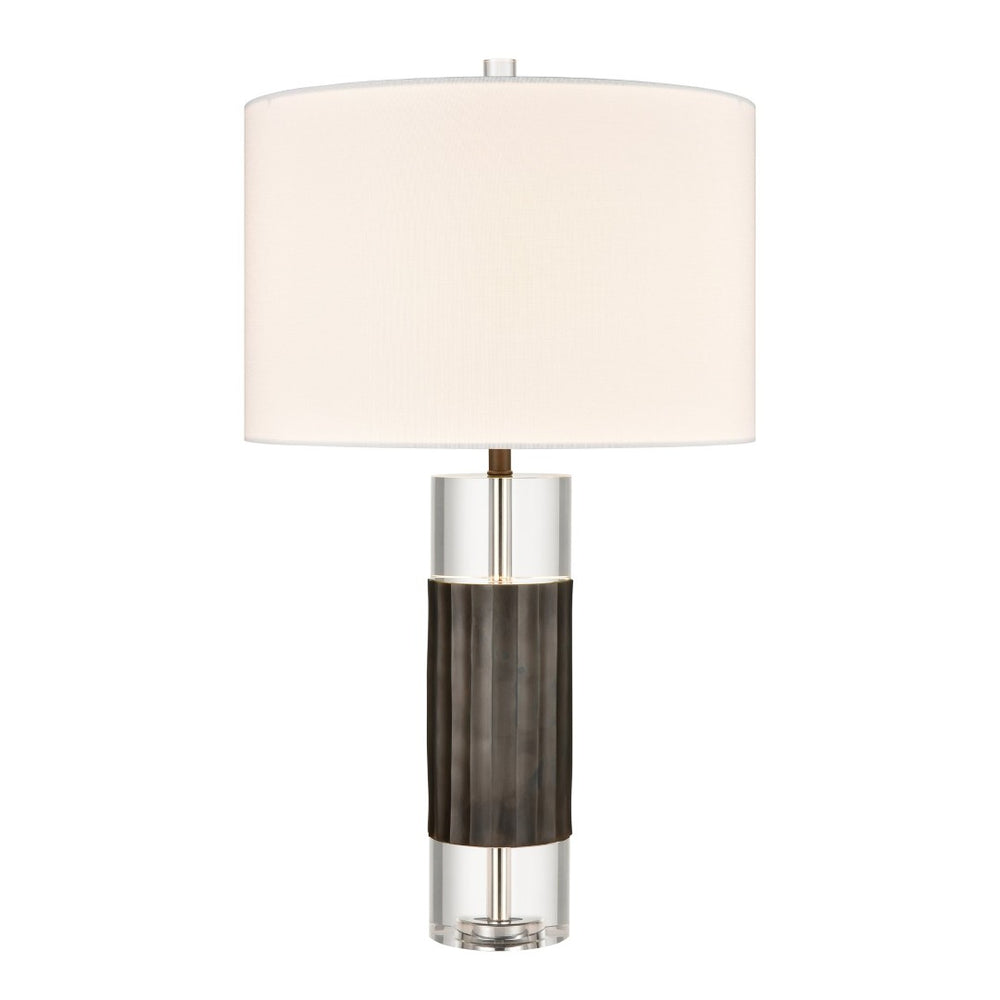 Atlas Journey 30" High Table Lamp - Contemporary Crystal Design with Industrial Bronze Accents, White Shade PL11071-BK