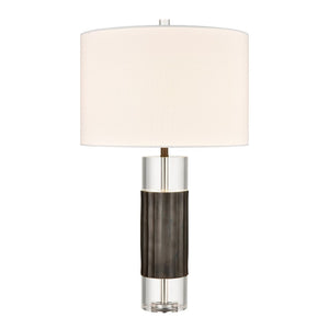 Atlas Journey 30" High Table Lamp - Contemporary Crystal Design with Industrial Bronze Accents, White Shade PL11071-BK