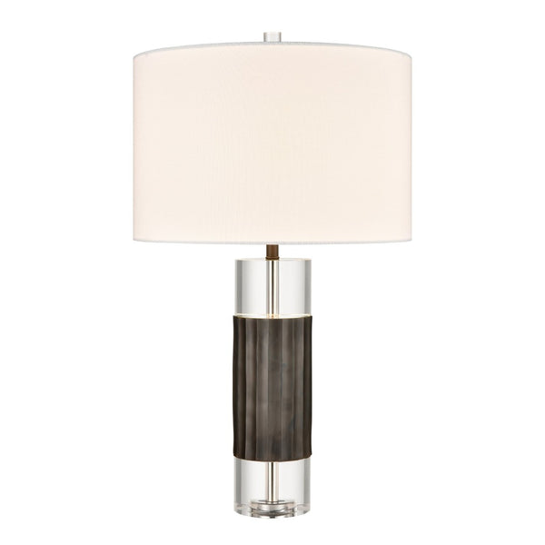 Atlas Journey 30" High Table Lamp - Contemporary Crystal Design with Industrial Bronze Accents, White Shade PL11071-BK
