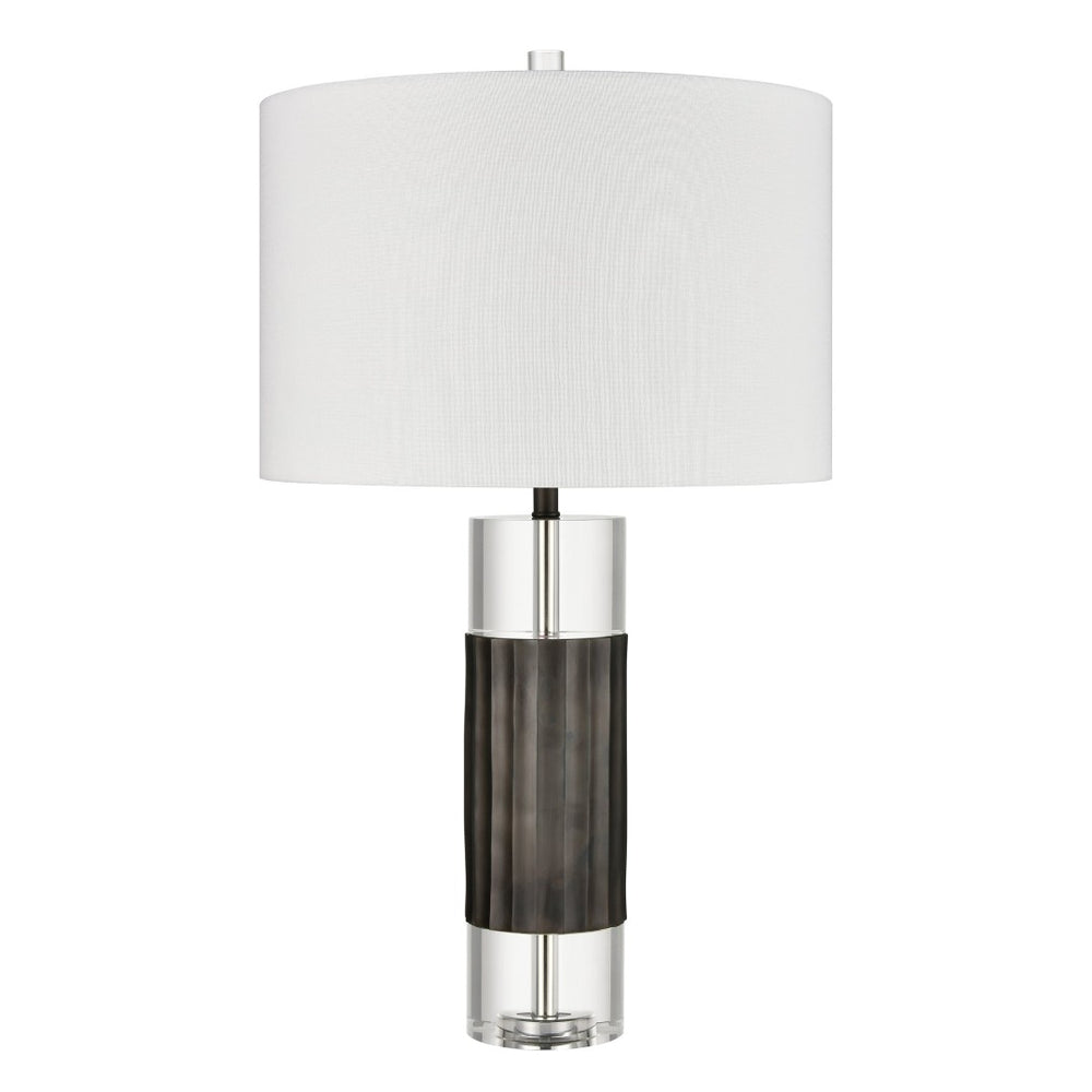 Atlas Journey 30" High Table Lamp - Contemporary Crystal Design with Industrial Bronze Accents, White Shade PL11071-BK