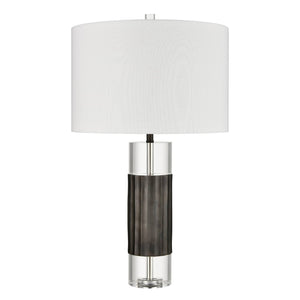 Atlas Journey 30" High Table Lamp - Contemporary Crystal Design with Industrial Bronze Accents, White Shade PL11071-BK