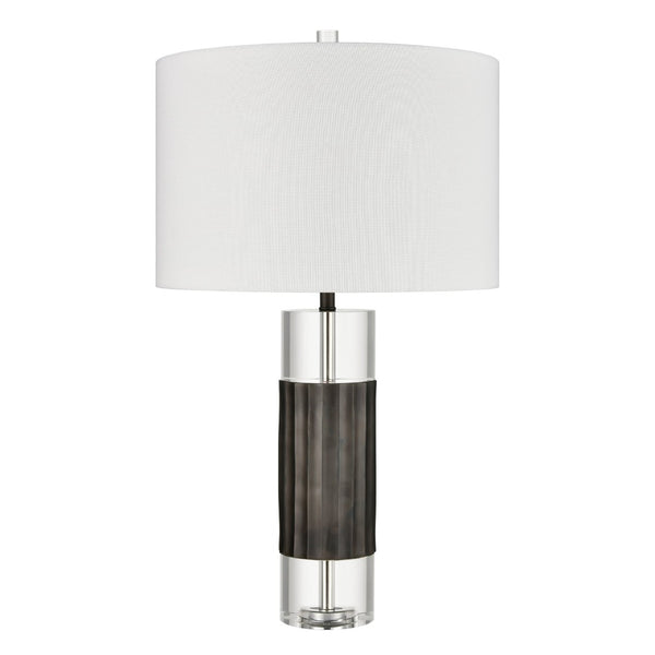 Atlas Journey 30" High Table Lamp - Contemporary Crystal Design with Industrial Bronze Accents, White Shade PL11071-BK