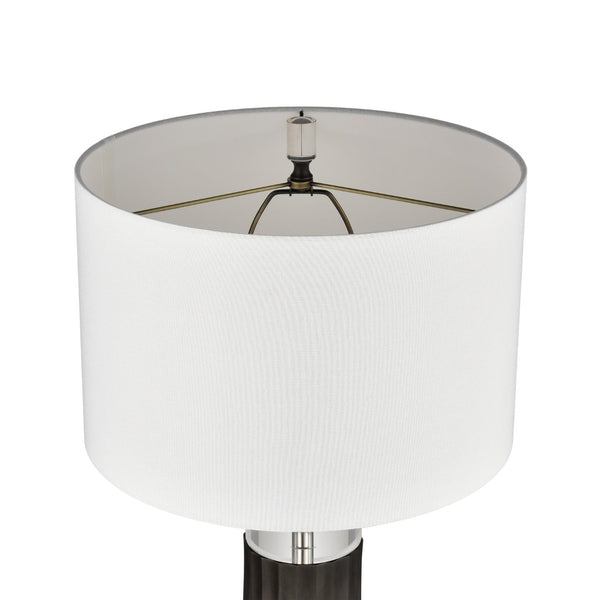 Atlas Journey 30" High Table Lamp - Contemporary Crystal Design with Industrial Bronze Accents, White Shade PL11071-BK