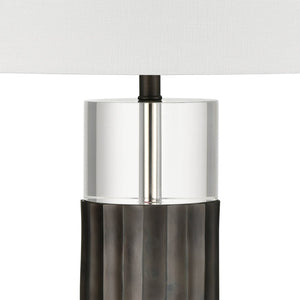 Atlas Journey 30" High Table Lamp - Contemporary Crystal Design with Industrial Bronze Accents, White Shade PL11071-BK