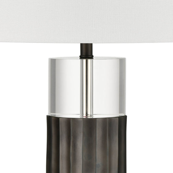 Atlas Journey 30" High Table Lamp - Contemporary Crystal Design with Industrial Bronze Accents, White Shade PL11071-BK