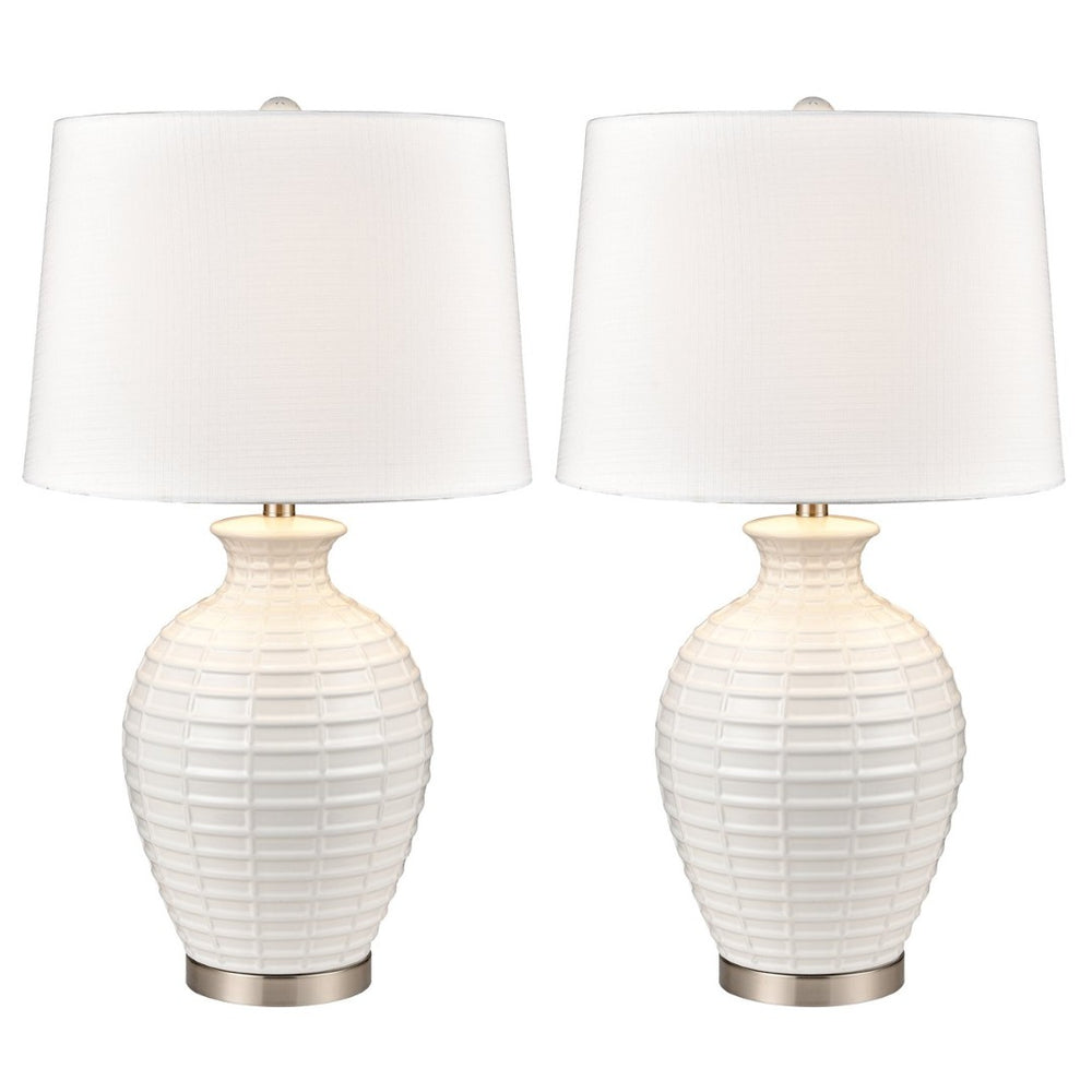 Atlas Junia 28'' High 1-Light Table Lamp Set of 2 - Elegant White Coastal Design for Modern Interiors PL11073-WHS