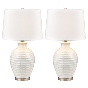 Atlas Junia 28'' High 1-Light Table Lamp Set of 2 - Elegant White Coastal Design for Modern Interiors PL11073-WHS