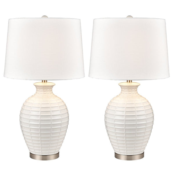 Atlas Junia 28'' High 1-Light Table Lamp Set of 2 - Elegant White Coastal Design for Modern Interiors PL11073-WHS