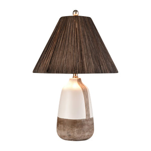 Atlas Kirkover 26" High 1-Light Table Lamp - Stylish Two-Tone Ceramic & Rattan Shade for Cozy Ambiance PL11074-WH
