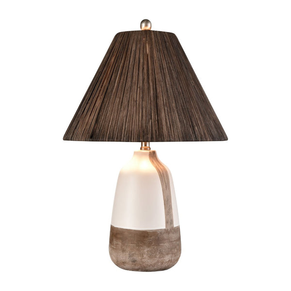 Atlas Kirkover 26" High 1-Light Table Lamp - Stylish Two-Tone Ceramic & Rattan Shade for Cozy Ambiance PL11074-WH