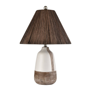Atlas Kirkover 26" High 1-Light Table Lamp - Stylish Two-Tone Ceramic & Rattan Shade for Cozy Ambiance PL11074-WH