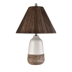 Atlas Kirkover 26" High 1-Light Table Lamp - Stylish Two-Tone Ceramic & Rattan Shade for Cozy Ambiance PL11074-WH
