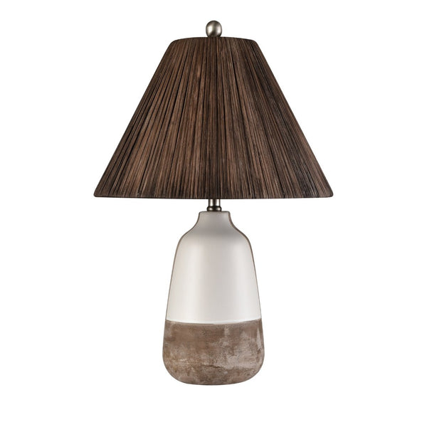 Atlas Kirkover 26" High 1-Light Table Lamp - Stylish Two-Tone Ceramic & Rattan Shade for Cozy Ambiance PL11074-WH
