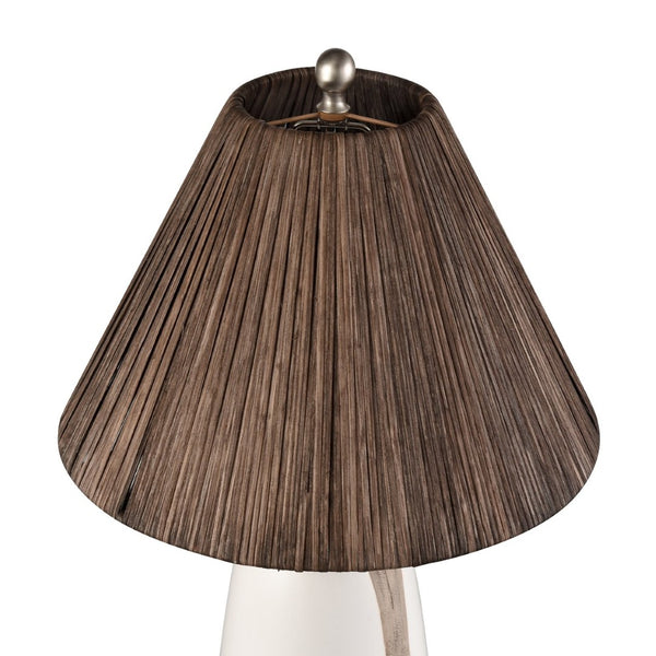 Atlas Kirkover 26" High 1-Light Table Lamp - Stylish Two-Tone Ceramic & Rattan Shade for Cozy Ambiance PL11074-WH