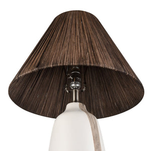 Atlas Kirkover 26" High 1-Light Table Lamp - Stylish Two-Tone Ceramic & Rattan Shade for Cozy Ambiance PL11074-WH