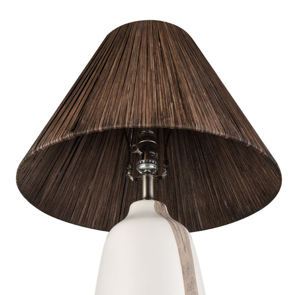 Atlas Kirkover 26" High 1-Light Table Lamp - Stylish Two-Tone Ceramic & Rattan Shade for Cozy Ambiance PL11074-WH