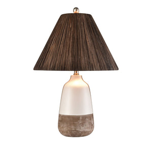 Atlas Kirkover 26" High 1-Light Table Lamp - Stylish Two-Tone Ceramic & Rattan Shade for Cozy Ambiance PL11074-WH