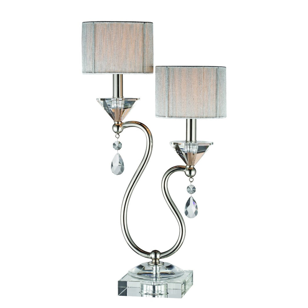 Atlas Krystal 23.5'' High 2-Light Table Lamp - Elegant Polished Nickel with Crystal Accents for Any Room PL11075-NK