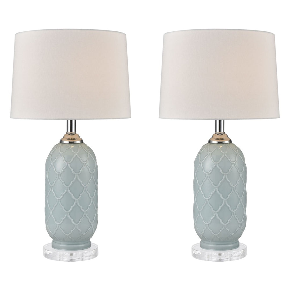 Atlas La Joliette 24'' High Table Lamp Set of 2 - Elegant Pale Blue Glass Lighting for Modern Spaces PL11076-BLS