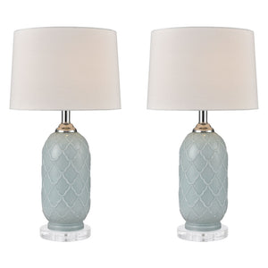 Atlas La Joliette 24'' High Table Lamp Set of 2 - Elegant Pale Blue Glass Lighting for Modern Spaces PL11076-BLS