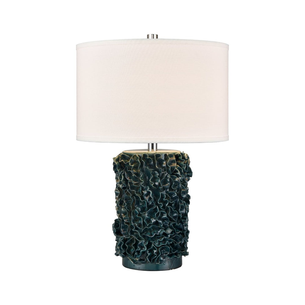 Atlas Larkin 25'' High Coastal Elegance Table Lamp - Artisan Green Glazed Base & Textured White Shade PL11077-GN
