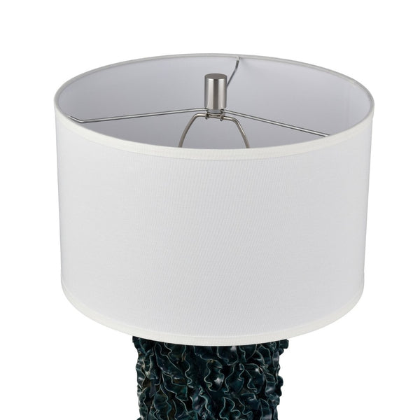 Atlas Larkin 25'' High Coastal Elegance Table Lamp - Artisan Green Glazed Base & Textured White Shade PL11077-GN