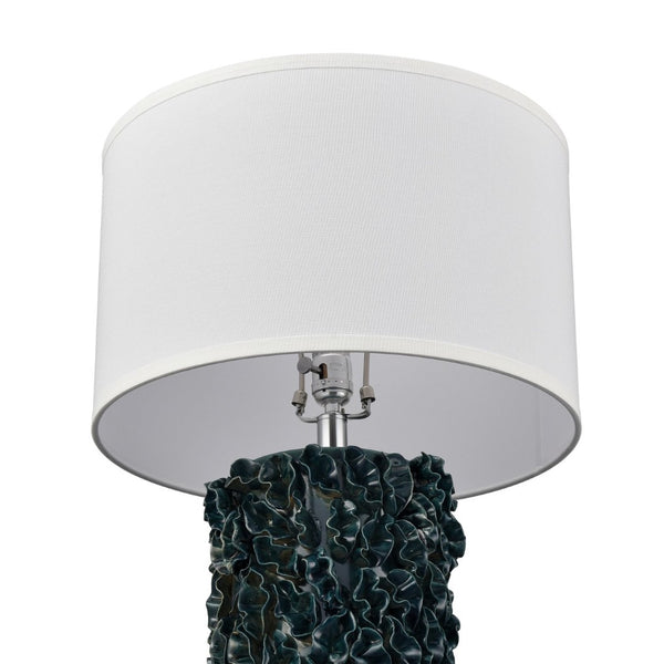 Atlas Larkin 25'' High Coastal Elegance Table Lamp - Artisan Green Glazed Base & Textured White Shade PL11077-GN