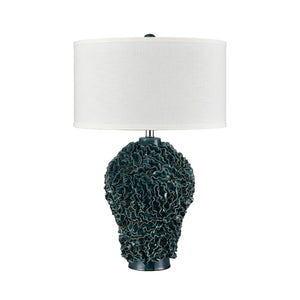Atlas Larkin 27.5'' High 1-Light Table Lamp - Coastal-Inspired Green Glaze with Textured Linen Shade PL11078-GN