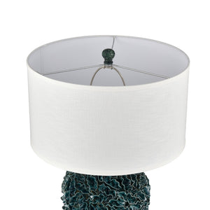 Atlas Larkin 27.5'' High 1-Light Table Lamp - Coastal-Inspired Green Glaze with Textured Linen Shade PL11078-GN