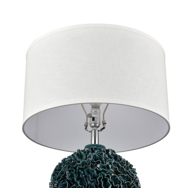 Atlas Larkin 27.5'' High 1-Light Table Lamp - Coastal-Inspired Green Glaze with Textured Linen Shade PL11078-GN
