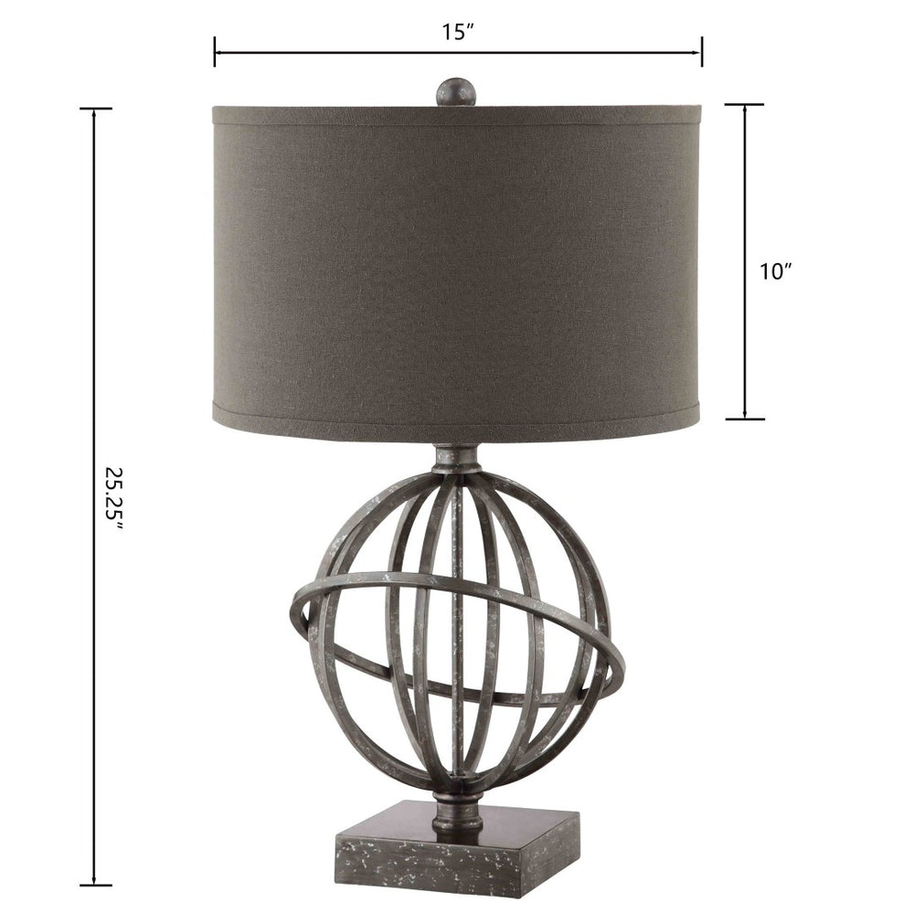 Atlas Lichfield Elegant 25.25'' High Table Lamp - Aged Pewter with Deep Khaki Shade for Warm Ambiance PL11079-GY