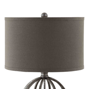 Atlas Lichfield Elegant 25.25'' High Table Lamp - Aged Pewter with Deep Khaki Shade for Warm Ambiance PL11079-GY
