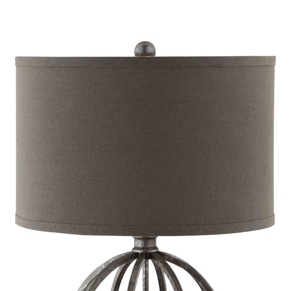 Atlas Lichfield Elegant 25.25'' High Table Lamp - Aged Pewter with Deep Khaki Shade for Warm Ambiance PL11079-GY