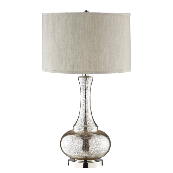 Atlas Linore 28'' High Table Lamp - Antique Mercury Glass Gourd with Chrome Base & Grey Faux Silk Shade PL11080-SV