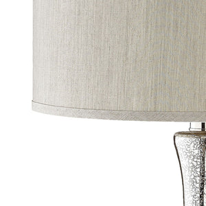 Atlas Linore 28'' High Table Lamp - Antique Mercury Glass Gourd with Chrome Base & Grey Faux Silk Shade PL11080-SV