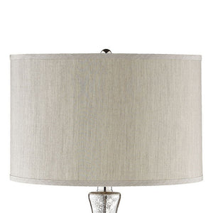 Atlas Linore 28'' High Table Lamp - Antique Mercury Glass Gourd with Chrome Base & Grey Faux Silk Shade PL11080-SV
