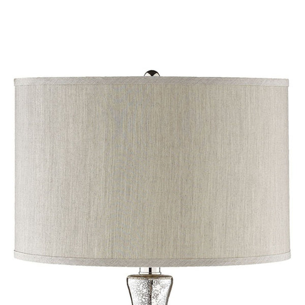 Atlas Linore 28'' High Table Lamp - Antique Mercury Glass Gourd with Chrome Base & Grey Faux Silk Shade PL11080-SV