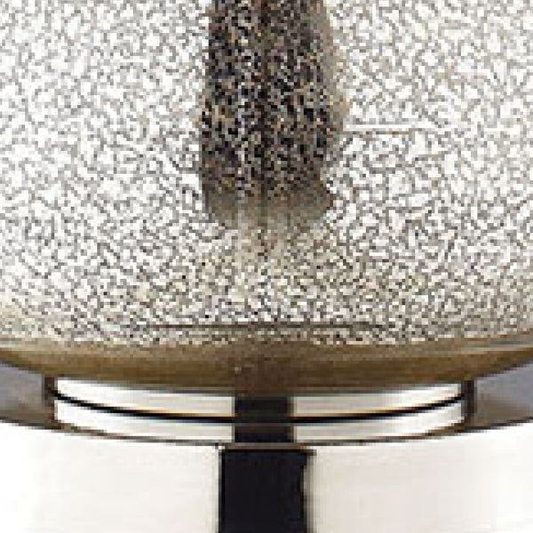 Atlas Linore 28'' High Table Lamp - Antique Mercury Glass Gourd with Chrome Base & Grey Faux Silk Shade PL11080-SV