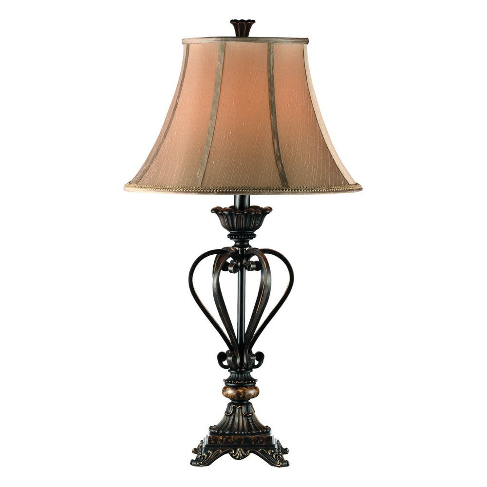 Atlas Lyon 34'' High Victorian Table Lamp - Ornate French Bronze with Beige Shade for Warm Ambiance PL11082-BZ