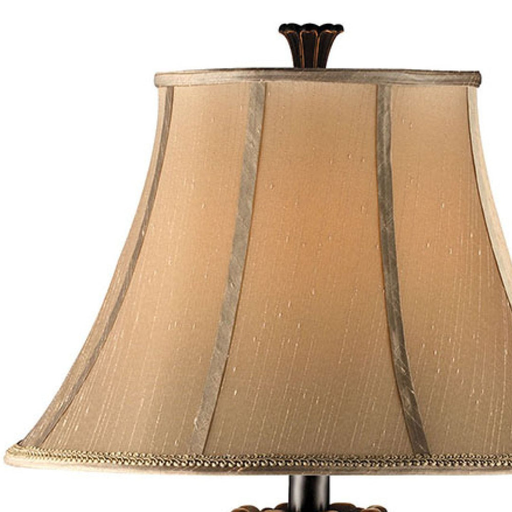 Atlas Lyon 34'' High Victorian Table Lamp - Ornate French Bronze with Beige Shade for Warm Ambiance PL11082-BZ