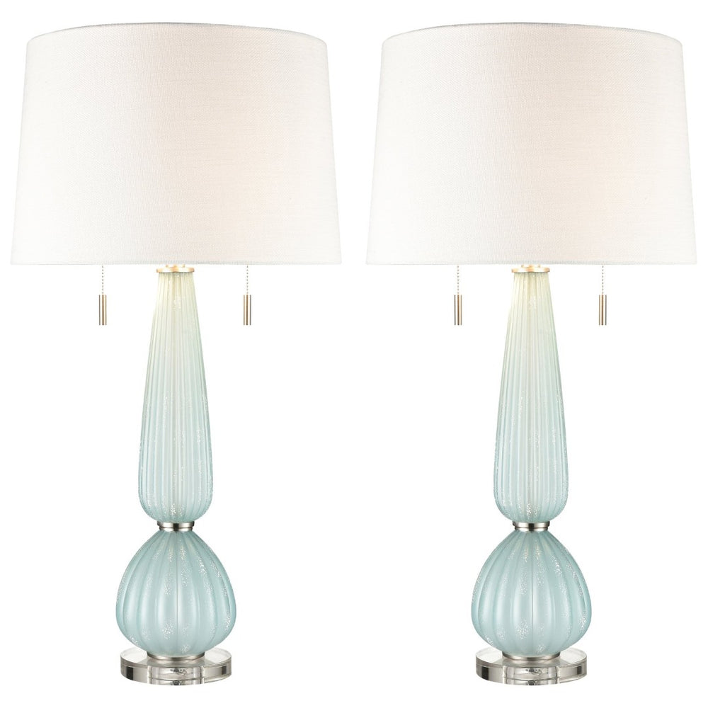 Atlas Mariani 34'' High 2-Light Table Lamp Set of 2 - Elegant Blue Accent for Living Room & Bedroom Decor PL11083-BLS