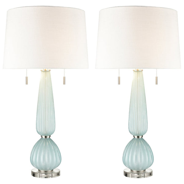 Atlas Mariani 34'' High 2-Light Table Lamp Set of 2 - Elegant Blue Accent for Living Room & Bedroom Decor PL11083-BLS