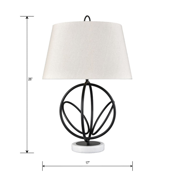 Atlas Morely 26'' High Table Lamp - Modern Scandinavian Design with Marble Base for Stylish Elegance Matte Black PL11084-BK